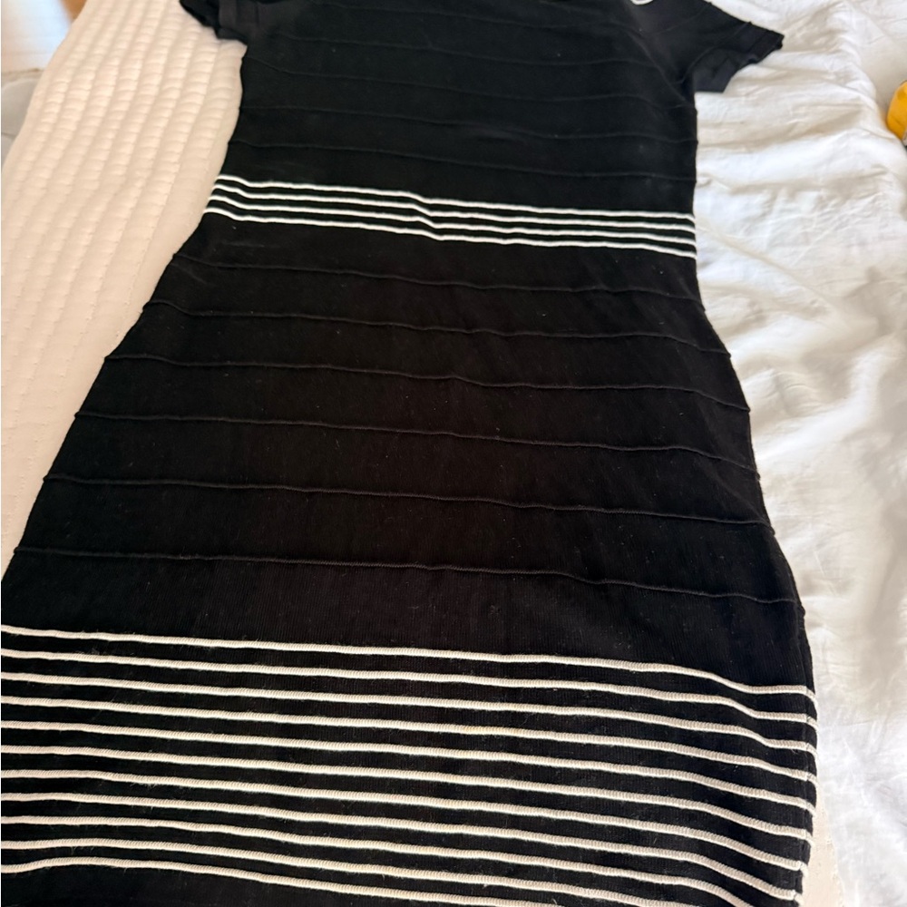 Max Studio Black Dress with White Stripes